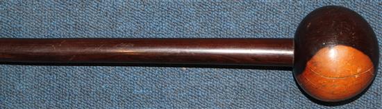 An African hardwood Zulu knobkerrie, 30in.